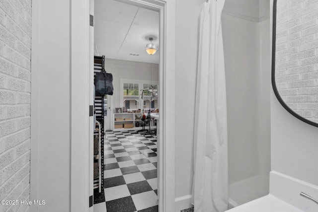 3504 Sheffield Dr, Rocky Mount, NC 27803 - bathroom featuring tile patterned floors and curtained shower