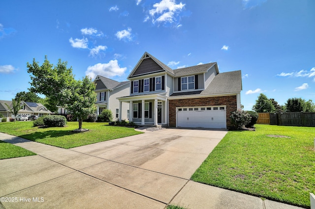 1187 S Brook Rd, Winnabow, NC 28479 - view of front of house with concrete driveway, brick siding, an attached garage, and roof with shingles