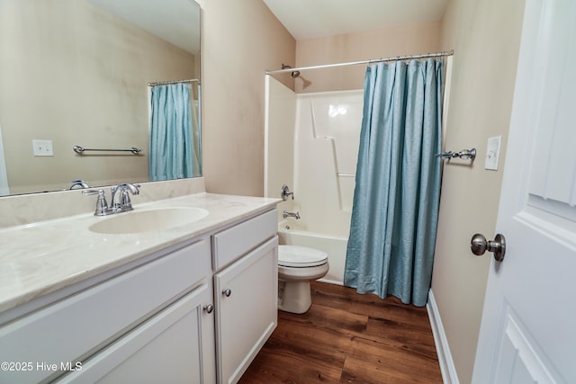 1187 S Brook Rd, Winnabow, NC 28479 - bathroom featuring vanity, wood finished floors, and shower / tub combo with curtain