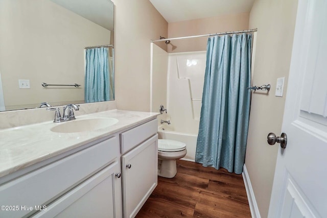 1187 S Brook Rd, Winnabow, NC 28479 - full bathroom featuring vanity, wood finished floors, and shower / bath combo with shower curtain