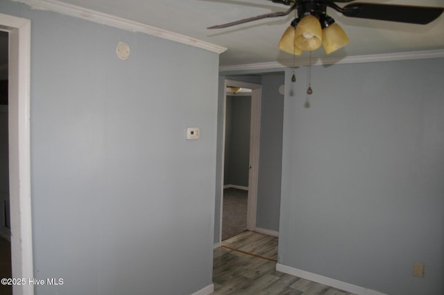1819 Thirteen Bridges Rd, Enfield, NC 27823 - empty room with a ceiling fan, wood finished floors, ornamental molding, a smoke detector, and baseboards
