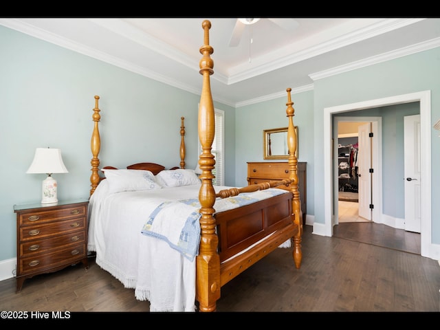 2385 Red Birch Trl NE, Leland, NC 28451 - bedroom featuring dark wood finished floors, ornamental molding, and baseboards