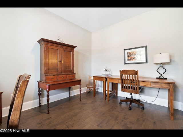 2385 Red Birch Trl NE, Leland, NC 28451 - home office featuring baseboards and dark wood-style flooring