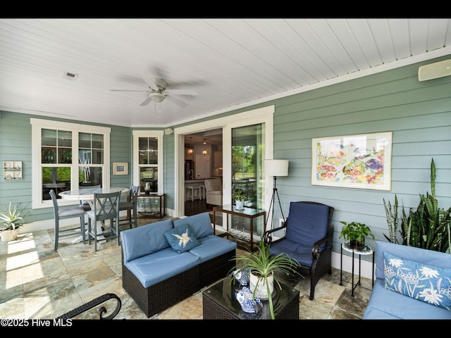 2385 Red Birch Trl NE, Leland, NC 28451 - view of patio / terrace with ceiling fan, an outdoor living space, and outdoor dining area