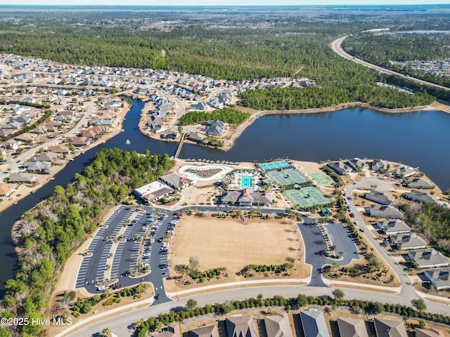 2385 Red Birch Trl NE, Leland, NC 28451 - aerial view of property's location with a heavily wooded area and a nearby body of water