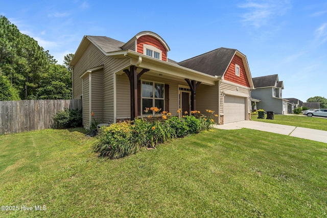 433 Shepherd Trl, Aberdeen, NC 28315 - view of front of house with concrete driveway, a porch, and a garage