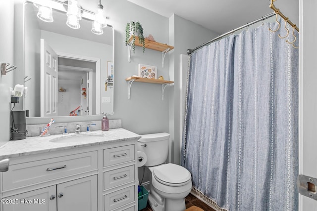 912 Morganser Dr, Swansboro, NC 28584 - full bath with vanity, toilet, and a shower with curtain