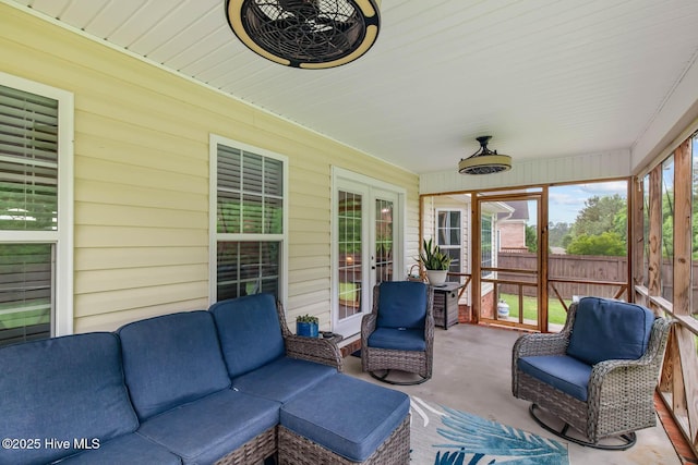 912 Morganser Dr, Swansboro, NC 28584 - sunroom with outdoor lounge area and french doors