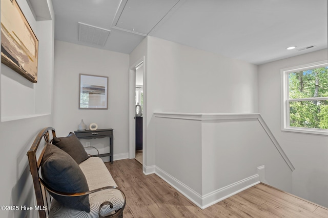 106 Josephs Pt, West End, NC 27376 - corridor featuring attic access, wood finished floors, baseboards, and recessed lighting