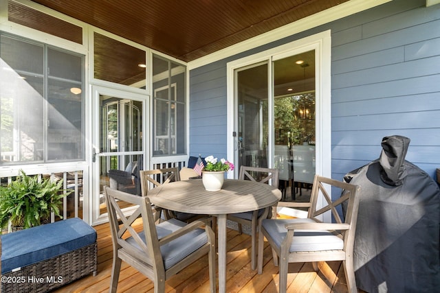 106 Josephs Pt, West End, NC 27376 - wooden deck featuring outdoor dining area