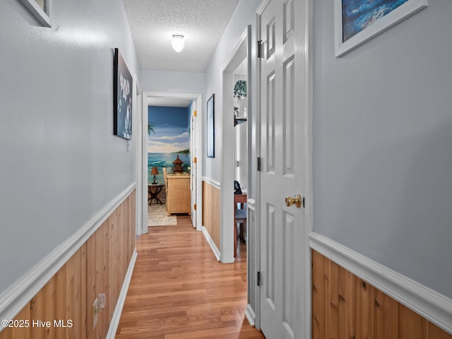 500 Nutfield Dr, Hubert, NC 28539 - hall with a wainscoted wall, light wood-style flooring, and a textured ceiling
