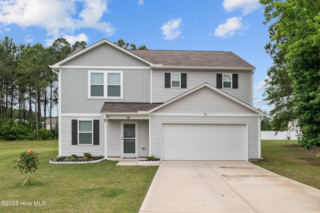 3402 Woodwind Ct, Kinston, NC 28504 - view of front of property with concrete driveway, a front lawn, a shingled roof, and a garage