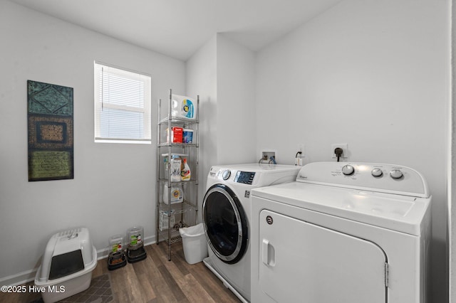 3402 Woodwind Ct, Kinston, NC 28504 - washroom featuring separate washer and dryer, wood finished floors, and baseboards