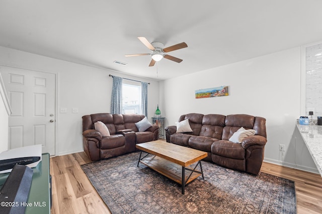 3402 Woodwind Ct, Kinston, NC 28504 - living room with ceiling fan and wood finished floors