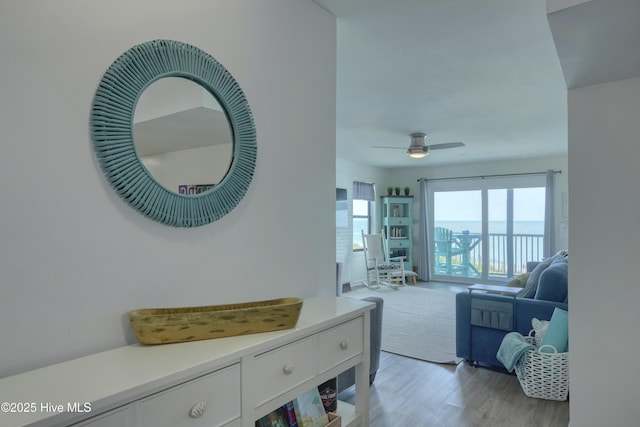 1896 New River Inlet Rd Unit 1212, North Topsail Beach, NC 28460 - bathroom featuring wood finished floors and a ceiling fan
