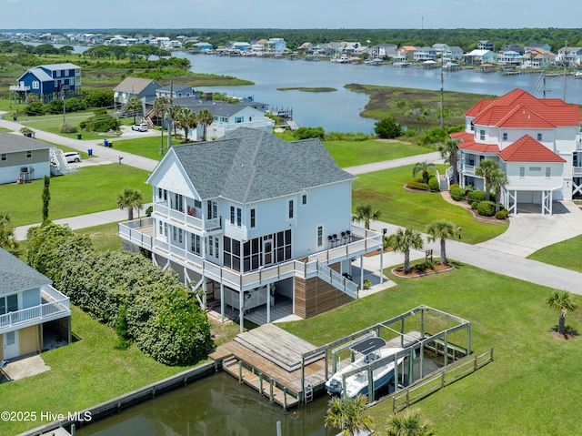 306 Marina Way N, Topsail Beach, NC 28460 - aerial view of residential area featuring a large body of water