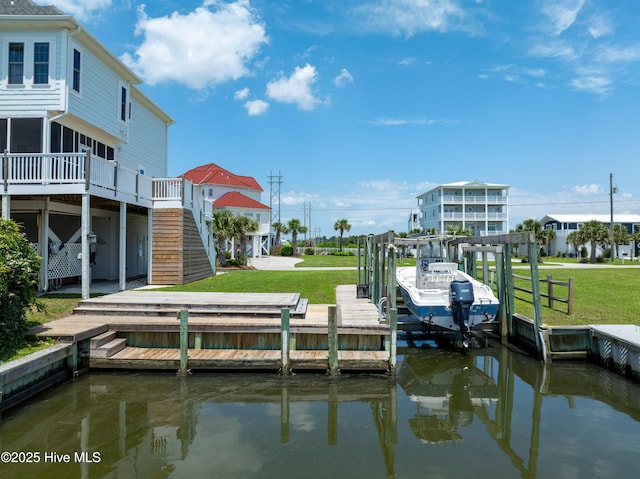 306 Marina Way N, Topsail Beach, NC 28460 - dock with a yard and stairs