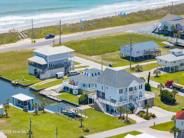 306 Marina Way N, Topsail Beach, NC 28460 - bird's eye view of waterfront with a beach