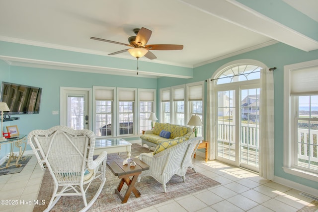 306 Marina Way N, Topsail Beach, NC 28460 - sunroom / solarium with tile patterned flooring and ornamental molding
