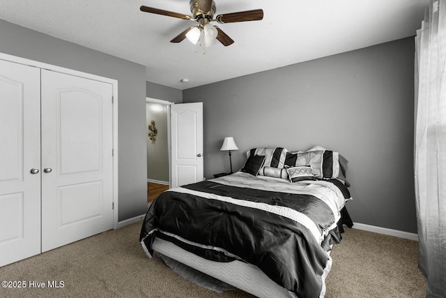 700 Stafford Ln, Jacksonville, NC 28546 - carpeted bedroom featuring baseboards and a ceiling fan