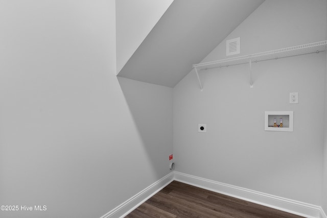 254 Arnette Dr Unit 82B, Shallotte, NC 28469 - washroom featuring hookup for a washing machine, electric dryer hookup, baseboards, and dark wood finished floors