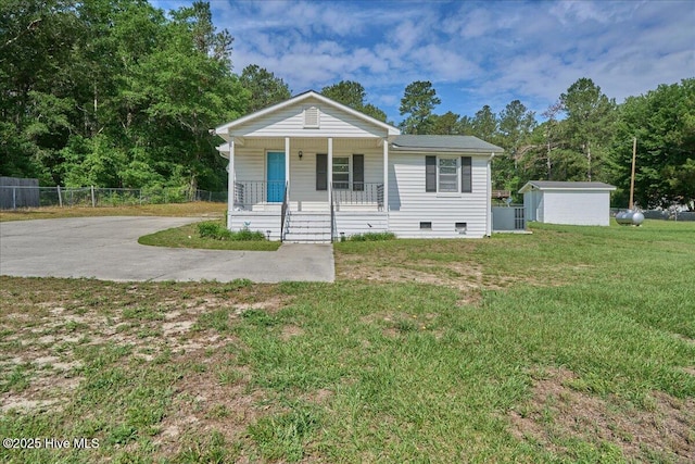 110 Texanna Ln, Raeford, NC 28376 - view of front of home featuring covered porch and crawl space