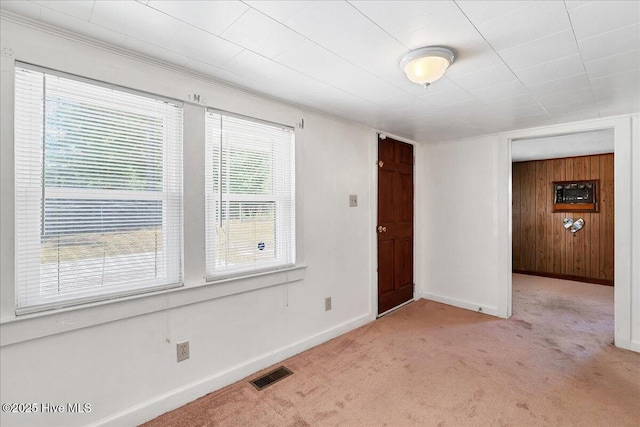 110 Texanna Ln, Raeford, NC 28376 - spare room featuring light carpet, wooden walls, baseboards, and ornamental molding