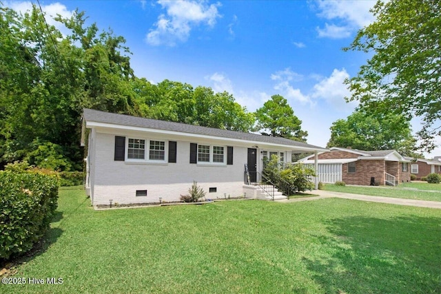 209 Bunche Dr, Goldsboro, NC 27530 - ranch-style home with crawl space, brick siding, and a front lawn
