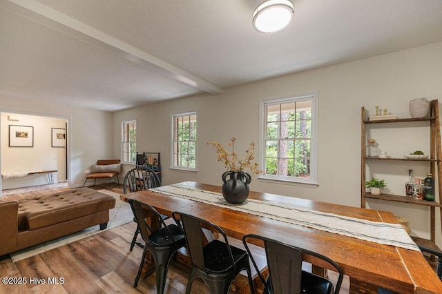 1809 E Indiana Ave, Southern Pines, NC 28387 - dining room featuring wood finished floors and beamed ceiling