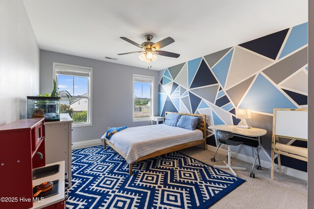 737 Heartwood Dr, Leland, NC 28479 - bedroom featuring baseboards, carpet flooring, and ceiling fan