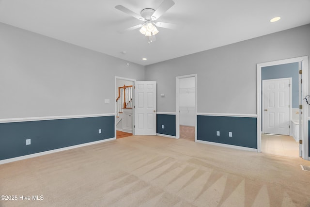 142 Magens Way, Cedar Point, NC 28584 - unfurnished bedroom featuring a spacious closet, light carpet, recessed lighting, and baseboards