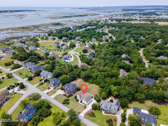 142 Magens Way, Cedar Point, NC 28584 - aerial overview of property's location featuring nearby suburban area and a large body of water
