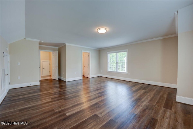 409 Kinnakeet Ln, New Bern, NC 28562 - empty room with baseboards, dark wood-style flooring, and ornamental molding