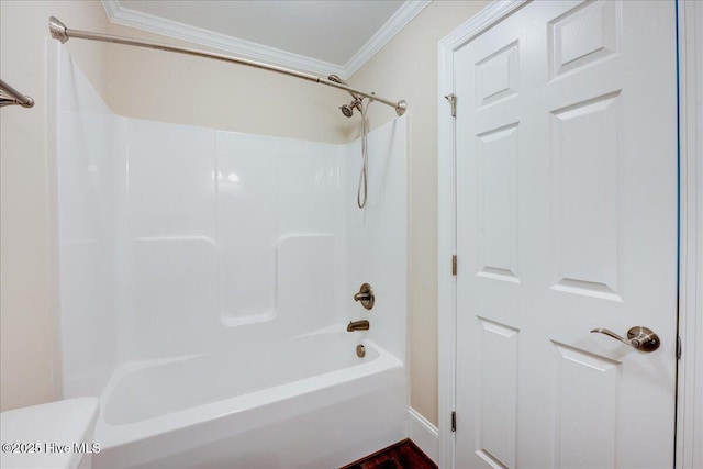 409 Kinnakeet Ln, New Bern, NC 28562 - full bath with crown molding, shower / tub combination, and toilet