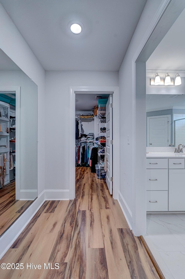 1279 Pandion Dr, Wilmington, NC 28411 - walk in closet featuring a sink and light wood-type flooring