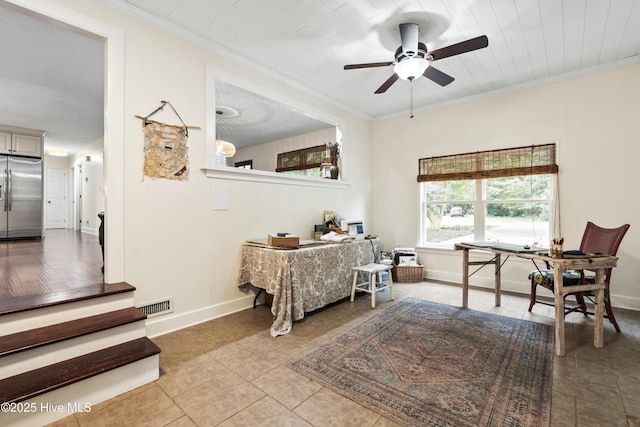 109 Dilworth Rd, Wilmington, NC 28411 - interior space with a ceiling fan, ornamental molding, and baseboards