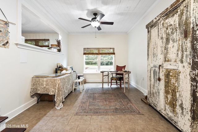 109 Dilworth Rd, Wilmington, NC 28411 - interior space featuring ornamental molding, a ceiling fan, and baseboards