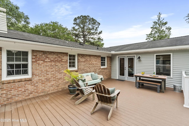 109 Dilworth Rd, Wilmington, NC 28411 - wooden terrace with french doors and an outdoor hangout area