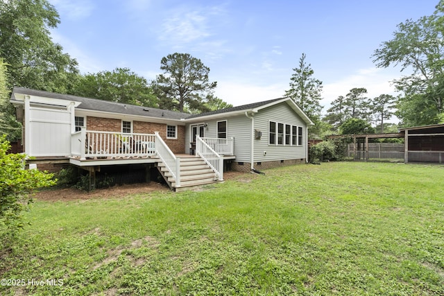 109 Dilworth Rd, Wilmington, NC 28411 - back of house with crawl space, a deck, and brick siding