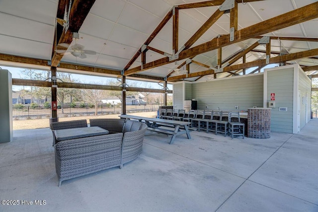 7406 Songbird Ct, Wilmington, NC 28411 - view of patio with exterior bar, ceiling fan, a gazebo, and outdoor lounge area