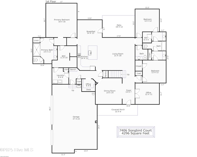 7406 Songbird Ct, Wilmington, NC 28411 - room layout