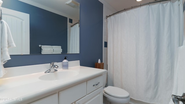 370 Lake Dornoch Dr, Pinehurst, NC 28374 - bathroom with vanity, toilet, and crown molding