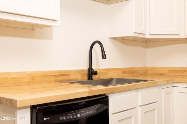 502 Sterlingworth St, Windsor, NC 27983 - kitchen featuring wooden counters, a sink, and black dishwasher
