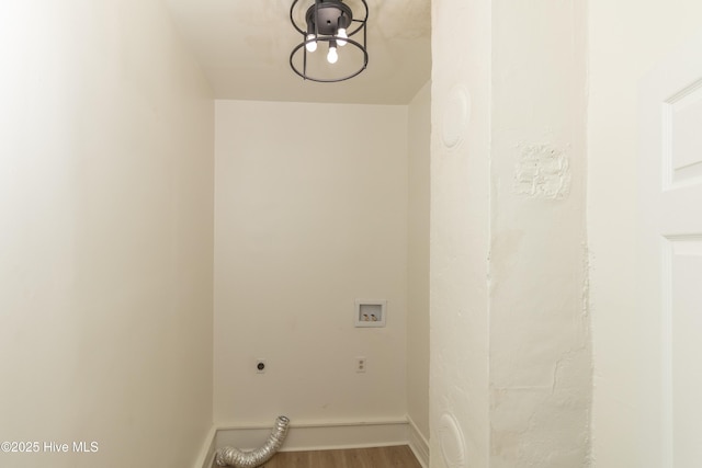 502 Sterlingworth St, Windsor, NC 27983 - laundry room featuring washer hookup, hookup for an electric dryer, wood finished floors, and baseboards
