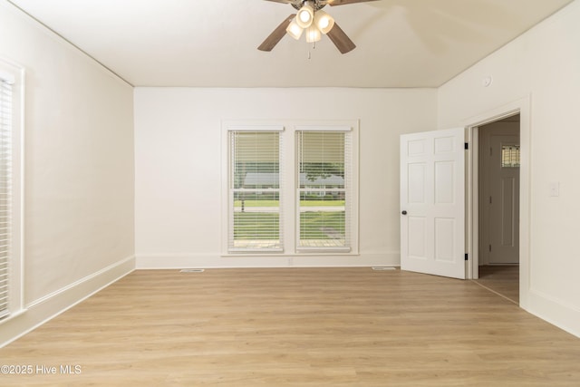 502 Sterlingworth St, Windsor, NC 27983 - empty room with a ceiling fan, light wood finished floors, baseboards, and ornamental molding