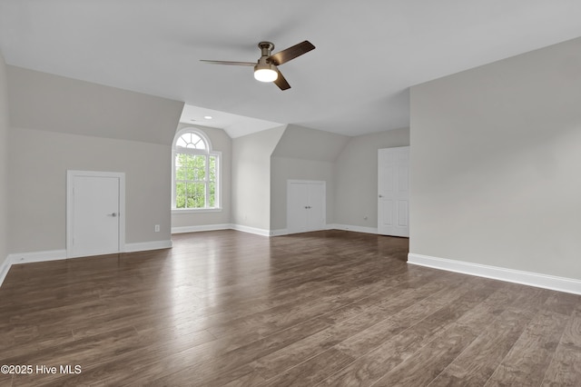 1113 Foxbow Cv, Leland, NC 28451 - bonus room with a ceiling fan, vaulted ceiling, wood finished floors, and baseboards