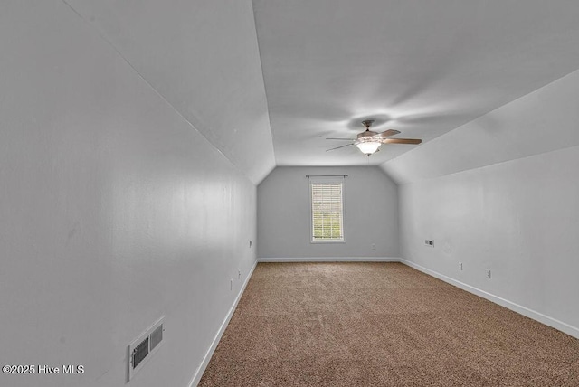 127 Moonstone Ct, Jacksonville, NC 28546 - additional living space with ceiling fan, lofted ceiling, baseboards, and carpet flooring