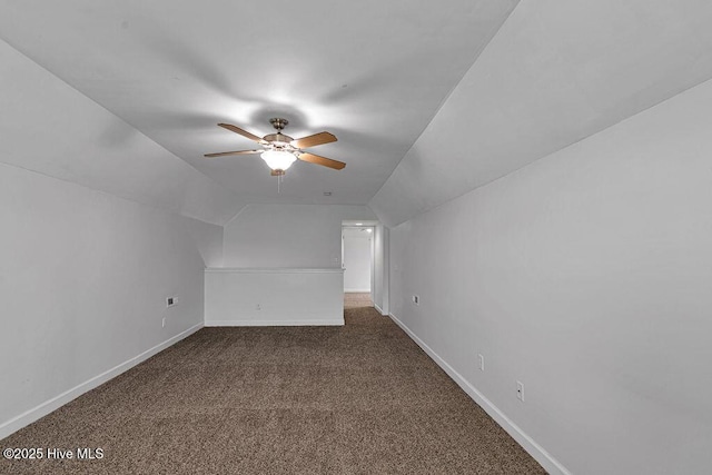 127 Moonstone Ct, Jacksonville, NC 28546 - additional living space with carpet, vaulted ceiling, ceiling fan, and baseboards