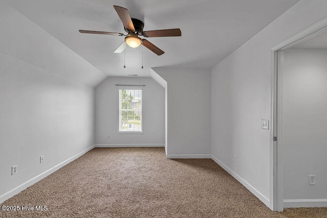 127 Moonstone Ct, Jacksonville, NC 28546 - bonus room featuring carpet, baseboards, lofted ceiling, and ceiling fan