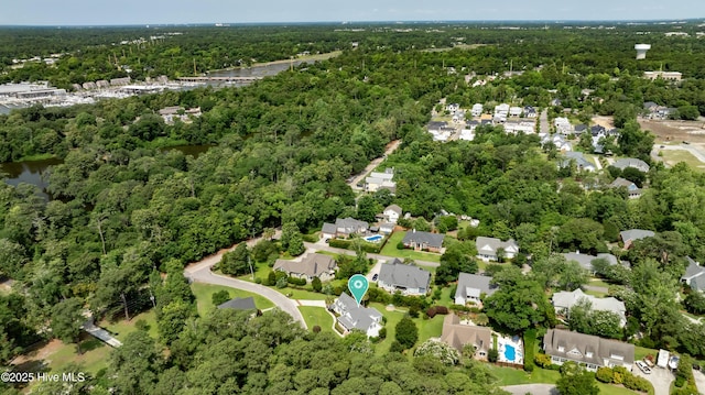2122 Airlie Brook Dr, Wilmington, NC 28403 - aerial overview of property's location with a heavily wooded area
